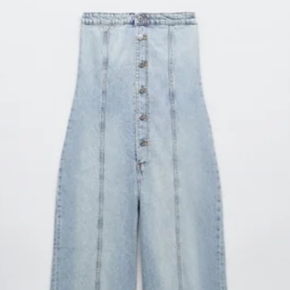 Zara strapless denim jumpsuit - Picture 1 of 2